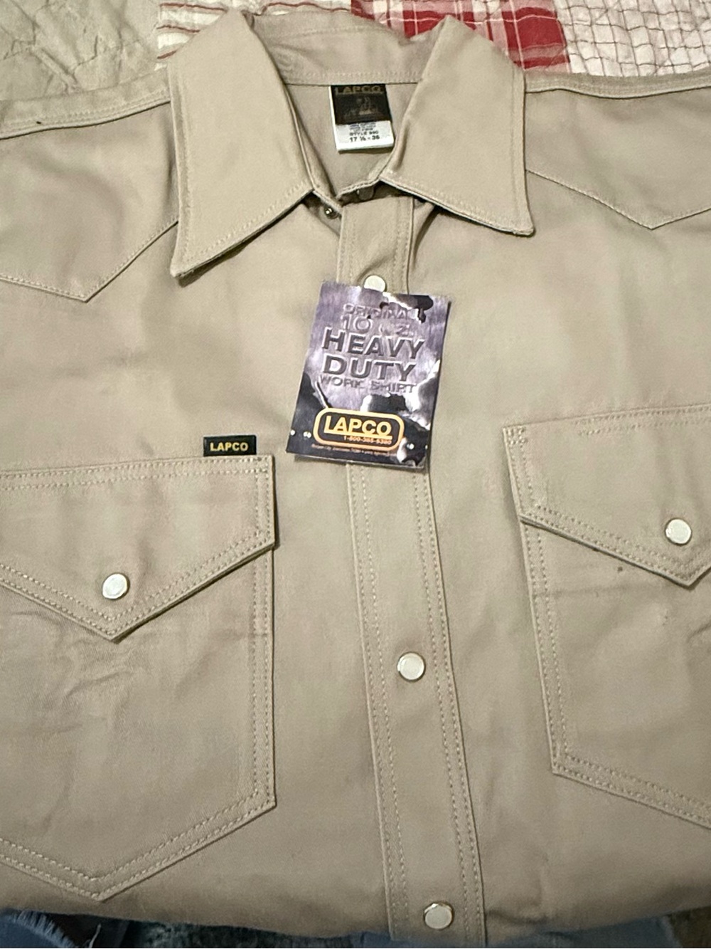 Men's LAPCO Heavy Duty Work Shirt - Khaki - 17 1/2 - 36